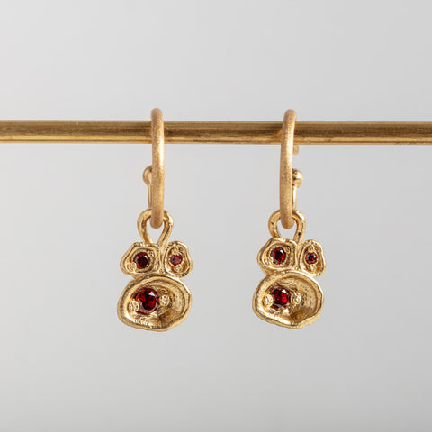 Garnet Gold Gemstone Hoop Earrings 