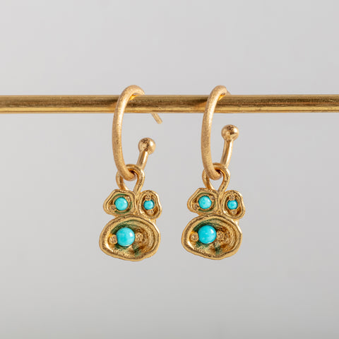 Turquoise and Gold Vermeil Semi Precious Gemstone Hoop Earrings December Birthstone