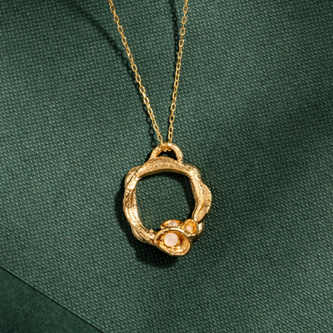 Moonstone and Gold Vermeil Semi Precious Gemstone Necklace on Eternity Branch Pendant, June Birthstone