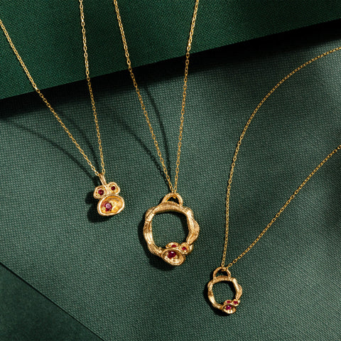 Gold Ruby Birthstone Necklace Collection