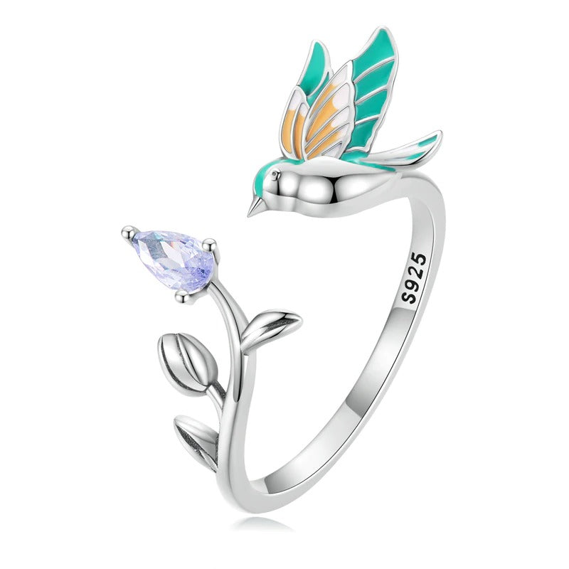Sterling Silver Kingfisher Open Ring For Women