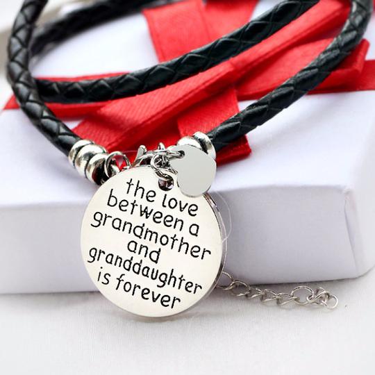 the love between a grandmother and granddaughter is forever bracelet