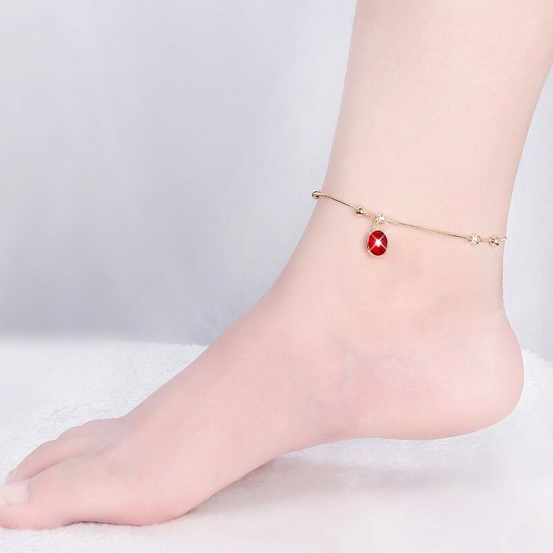 Silver Sterling Two Layers Star Anklet For Women