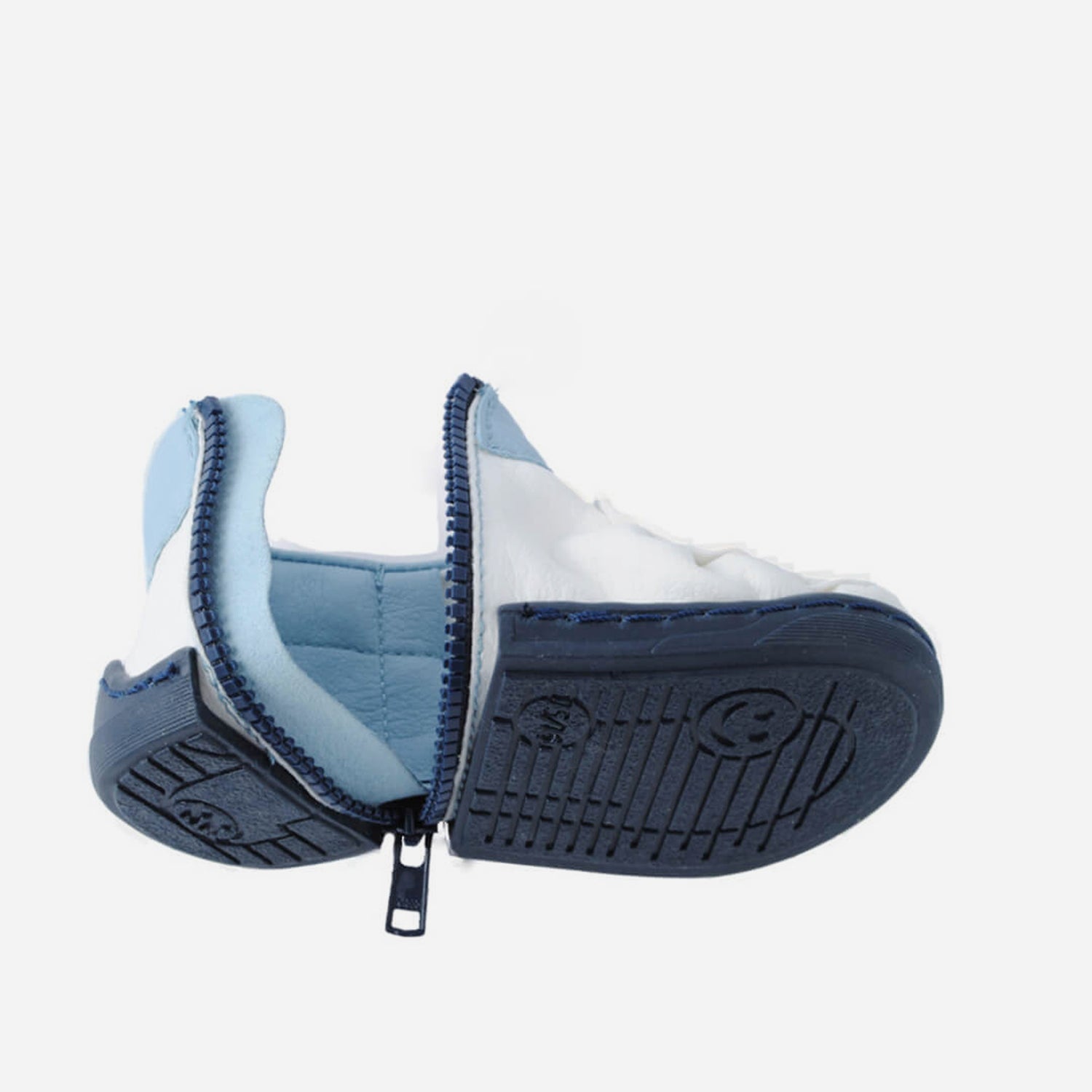 light blue baby shoes