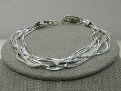 Sterling Silver 10 Strand Bracelet, 7.5"-8", Snake Chain, Signed LIRM Italy