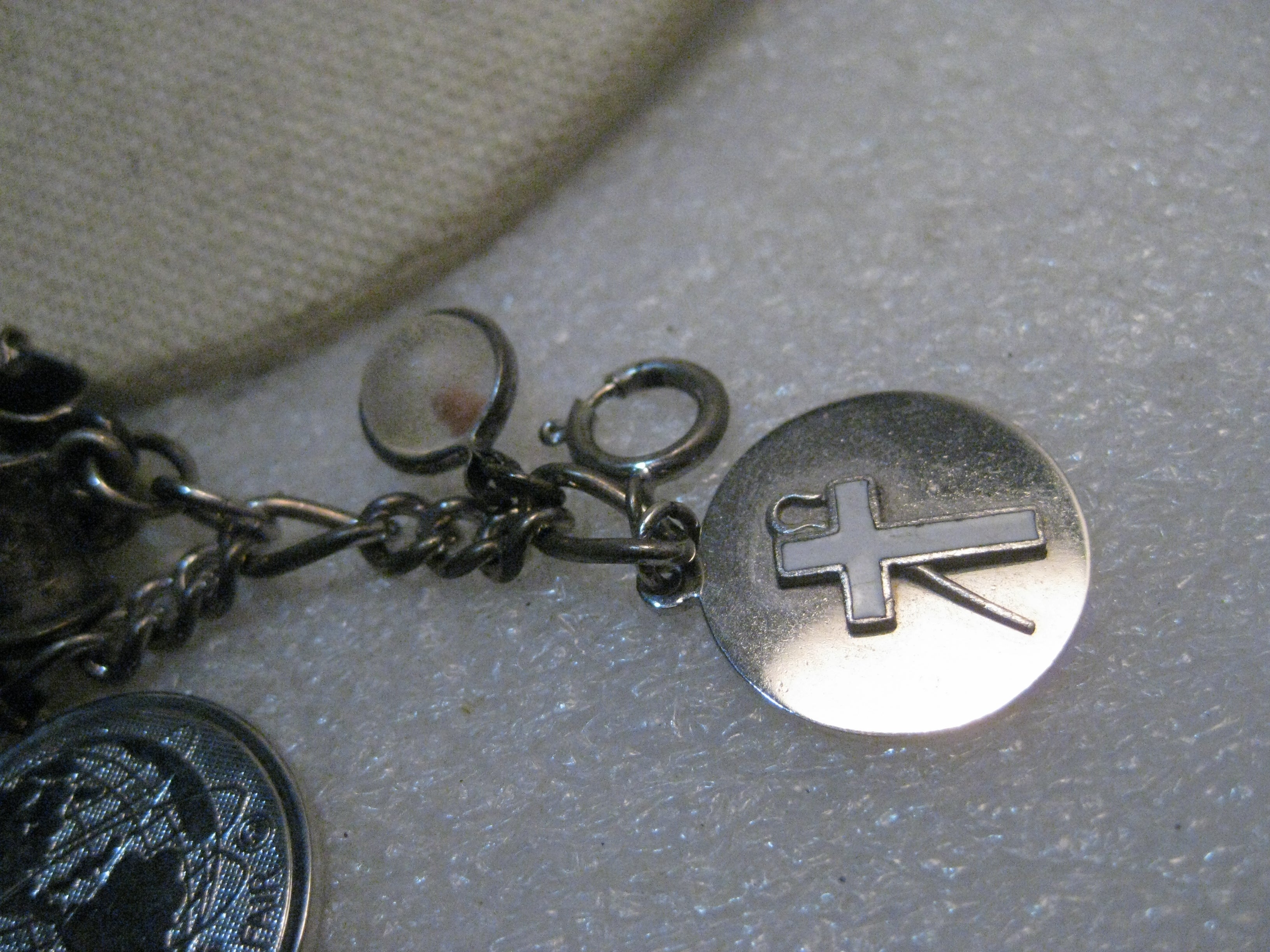 Sterling Silver 5mm Charm Bracelet, 1950's-1960's, Ny World's Fair,  Baby Shoes, Enamele