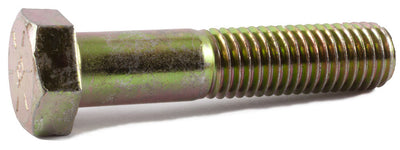 7/16-14 x 7 1/2 Grade 8 Hex Cap Screw Yellow Zinc Plated Domestic USA (110) - FMW Fasteners