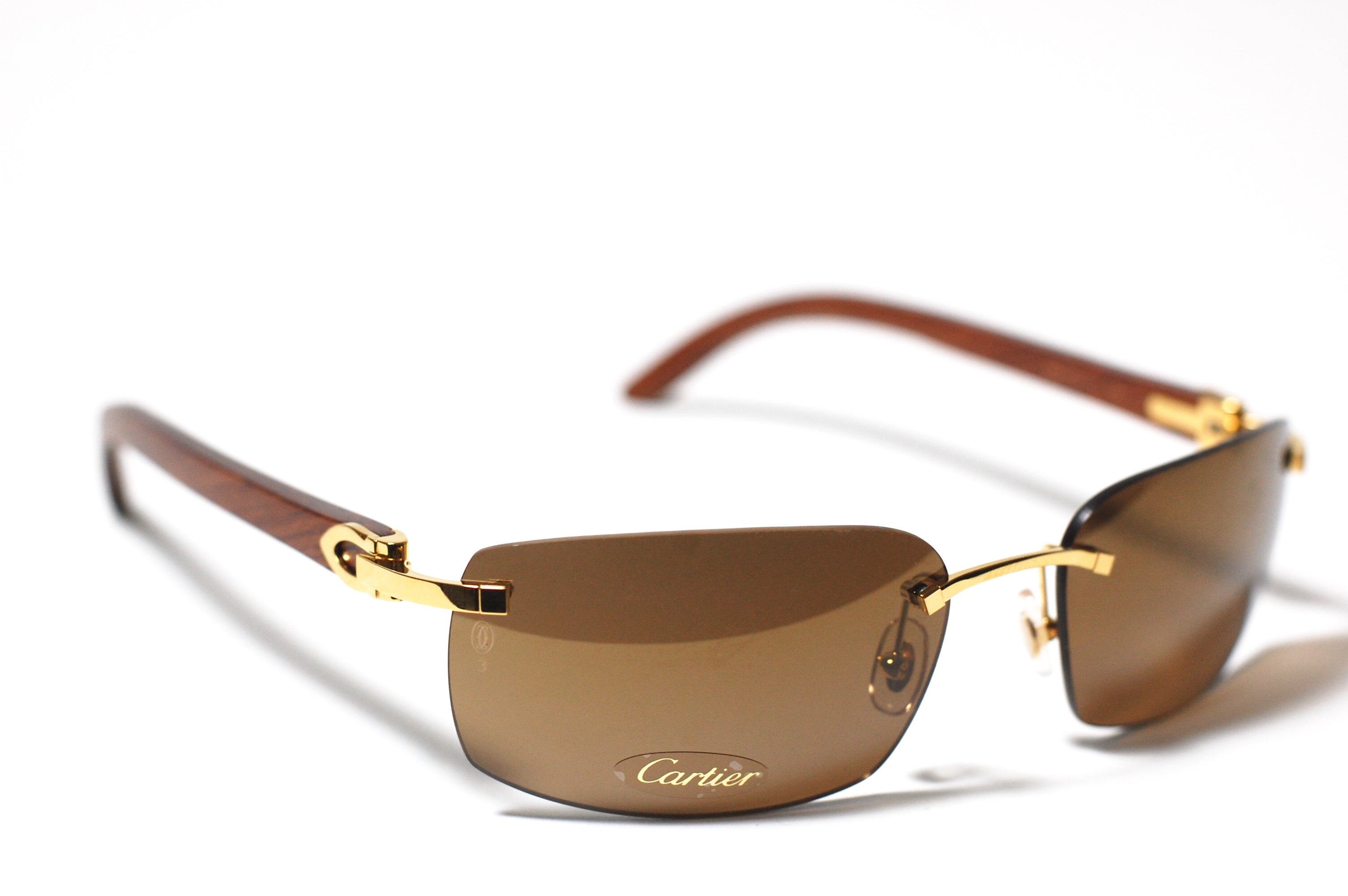 cartier wood gold sunglasses
