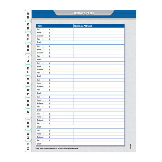 Rpm A Z Name And Address Tabs Alphabet Tabs For Planners Tony Robbins Tony Robbins Rpm Planner Template