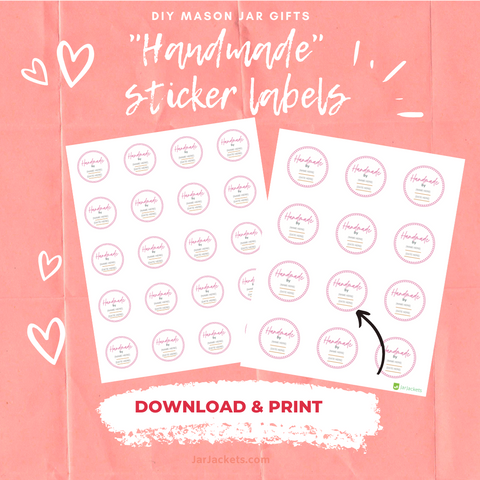 Downloadable Printable Round "Handmade" Mason Jar Sticker Templates 