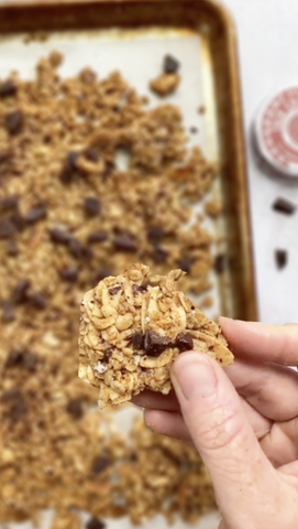 image of granola on baking sheet
