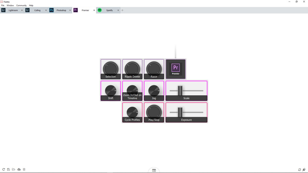 Palette Gear tactile controls for Premiere Pro custom profile