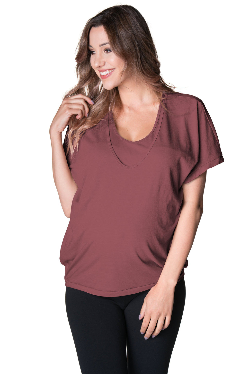 Feelin' Free Circle Tee Tee Shirt robertwilsonassociates Nursing Apparel small 2/4 marsala 