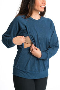 Relax Maternity Nursing Pullover - 6 Colors Sweater robertwilsonassociates Nursing Apparel small 2/4 deep sea 
