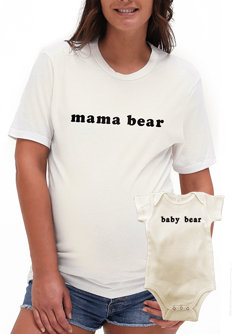 Mama and Baby Bear Matching Tee Set robertwilsonassociates Nursing Apparel S mama / 0-3 onesie Ivory 