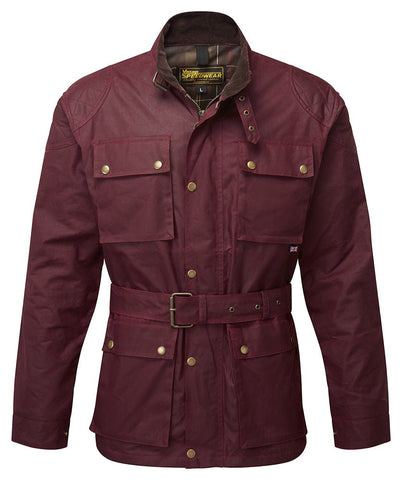 OXBLOOD RED CLASSIC WAX COTTON MOTORCYCLE JACKET - Speedwear Ltd