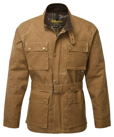 TAN CLASSIC WAX COTTON MOTORCYCLE JACKET - Speedwear Ltd