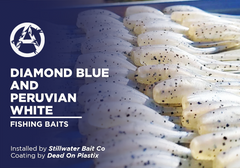 Diamond Blue and Peruvian White on Fishing Baits