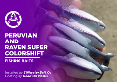 Peruvian and Raven Super Colorshift on Fishing Baits