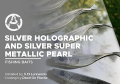 Silver Holographic and Silver Super Metallic on Fishing Baits