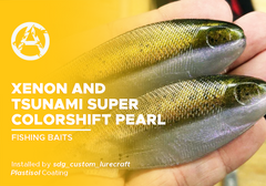 Xenon and Tsunami Super Colorshift Pearl on Fishing Baits