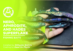 Nero, Aphrodite, and Hades SuperFlake on Fishing Baits