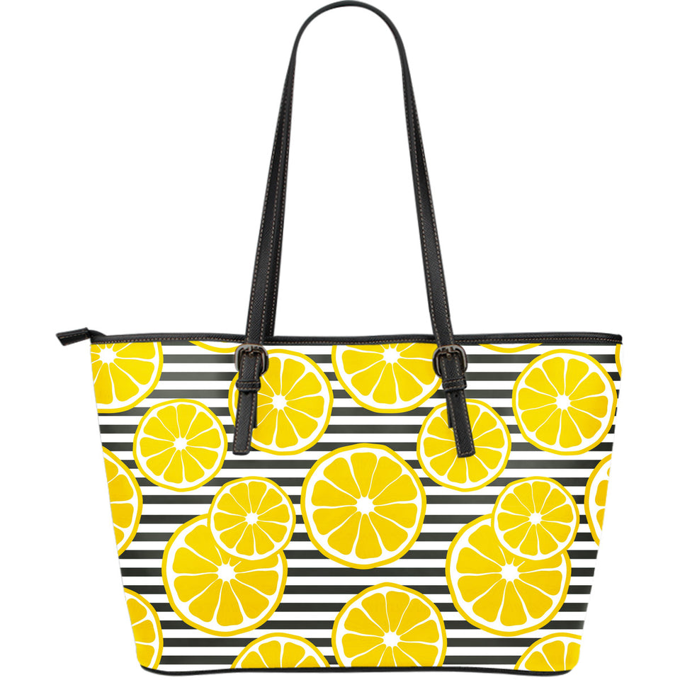 slice of lemon design pattern Large Leather Tote Bag – ccgoodshop
