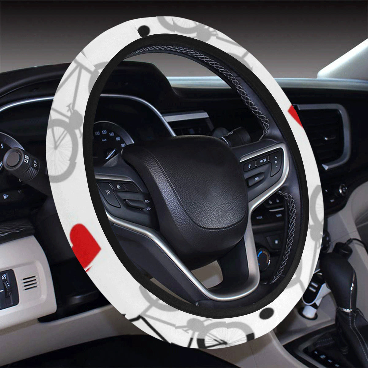 Bicycle Pattern Print Design 04 Car Steering Wheel Cover