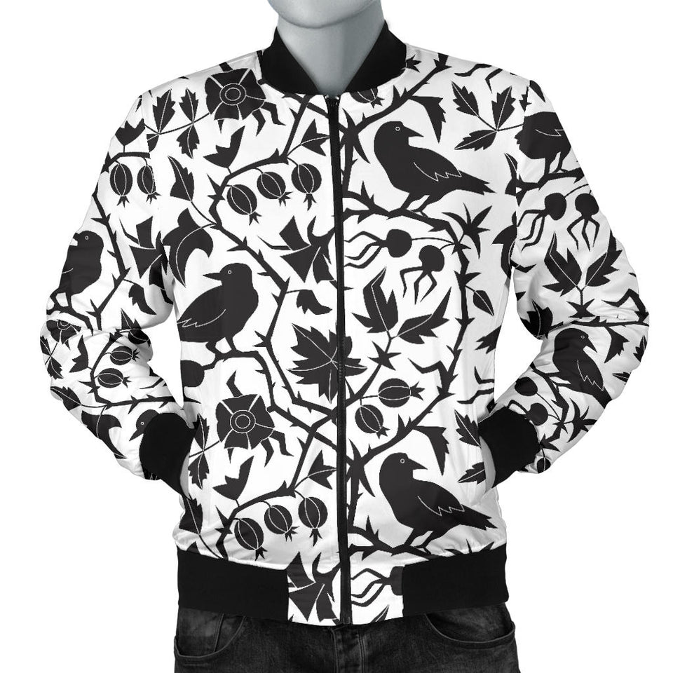 Crow Dark Floral Pattern Men S Bomber Jacket Ccgoodshop