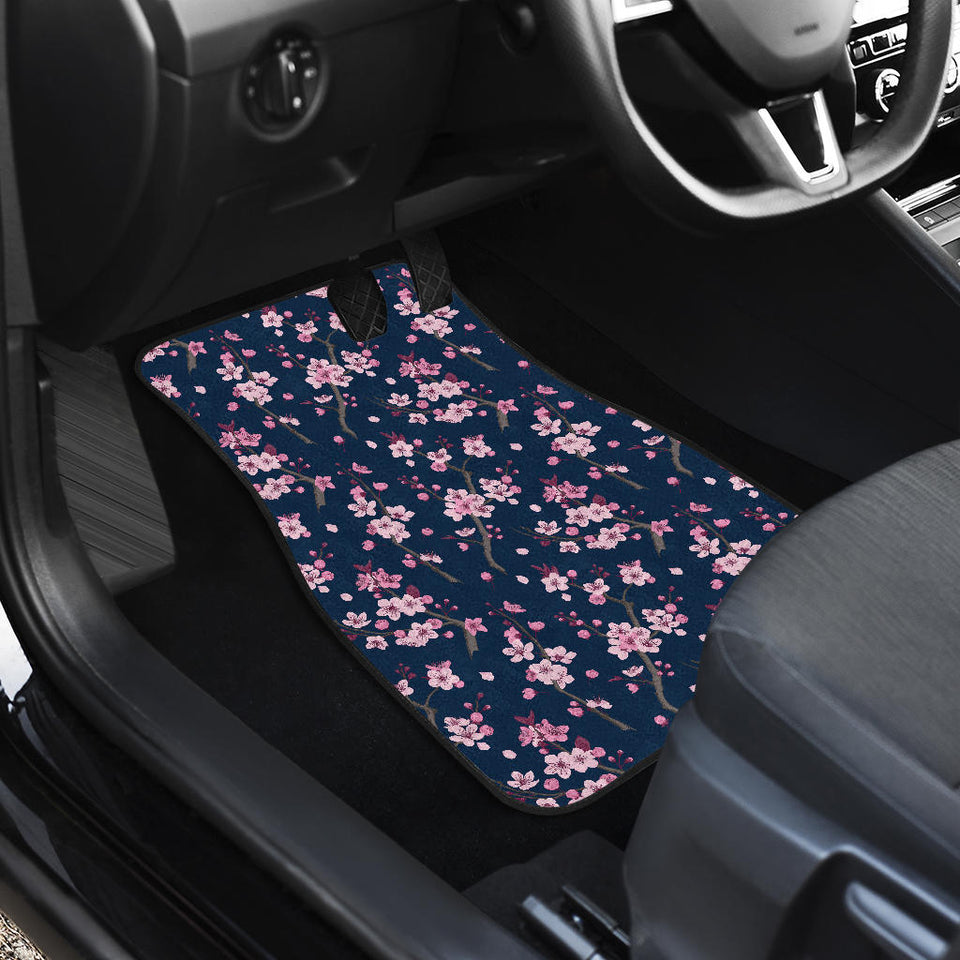 Pink Sakura Cherry Blossom Blue Background Front Car Mats Ccgoodshop