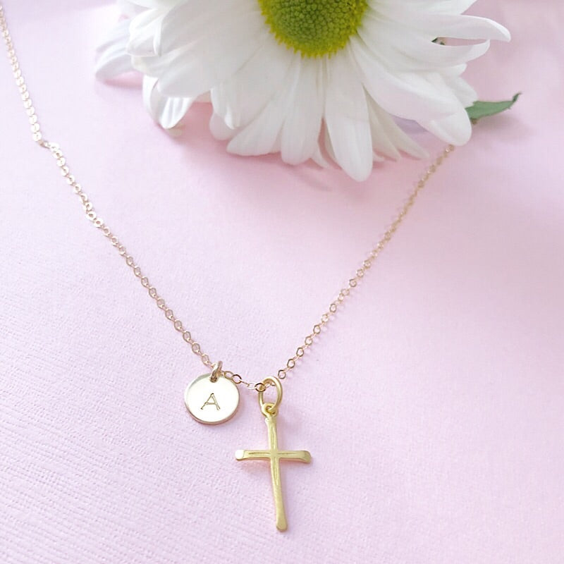 CROSS & INITIAL NECKLACE – Made with Love by Angie
