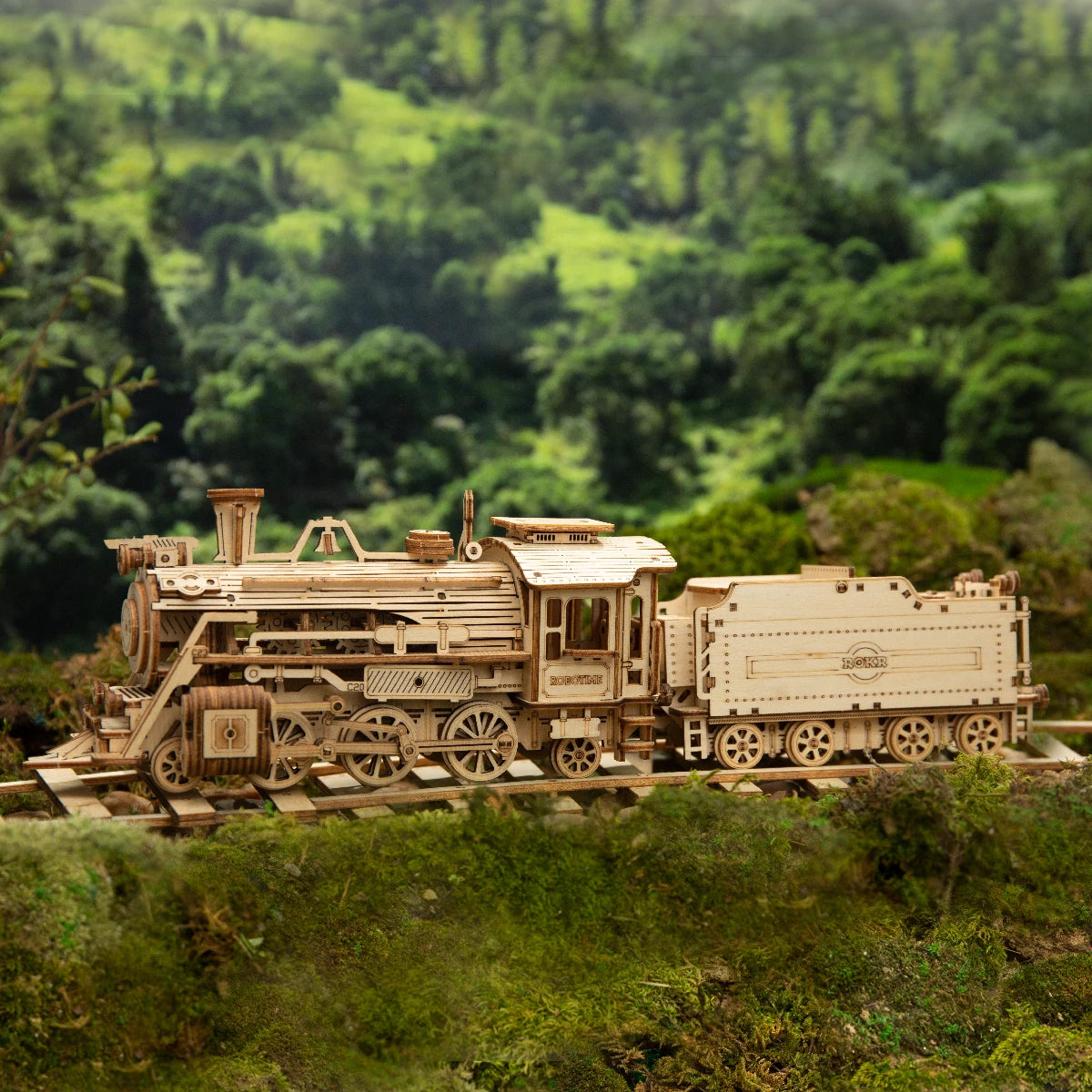 Puzzle 3D bois locomotive à vapeur - profil
