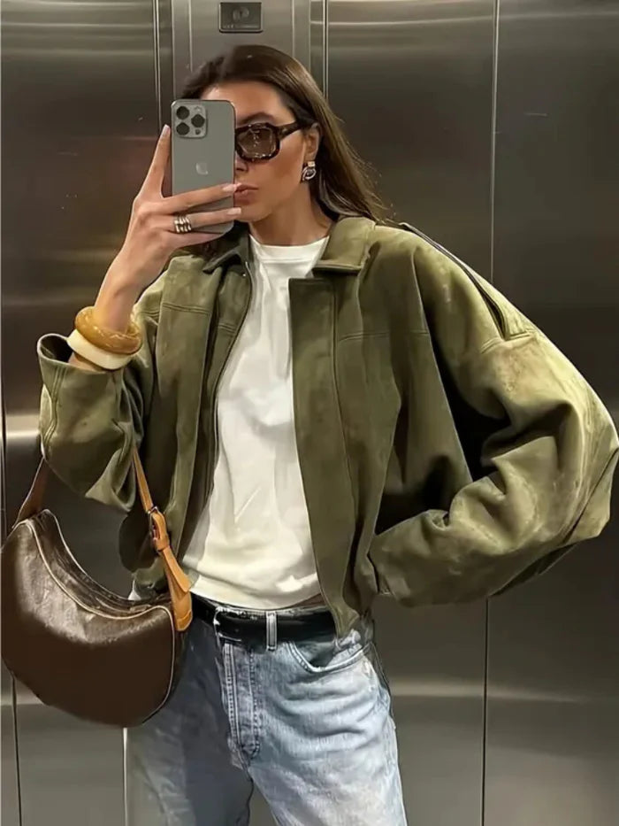 GIACCA BOMBER IN PELLE SCAMOSCIATA