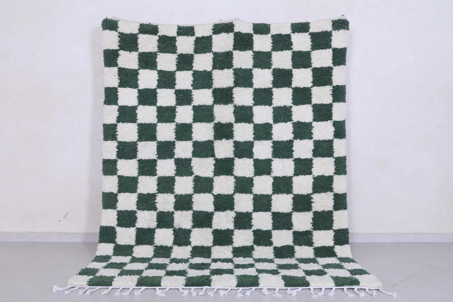 checkered rug greem