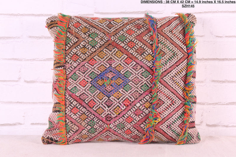 Hand Knotted Kilim Pillow 14.9 inches X 16.5 inches