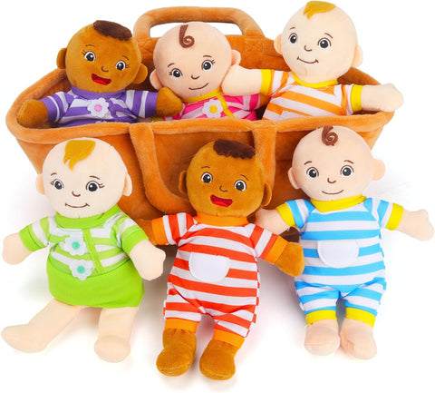 Qpewep Basket of Babies Plush Dolls