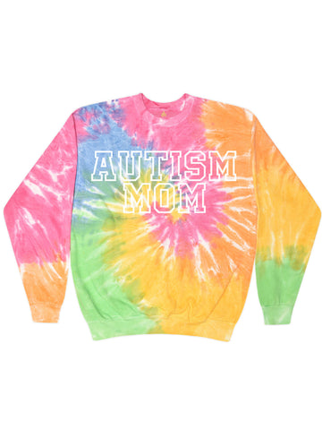 Autism Mom Rainbow Tie Dye Adult Sweatshirt