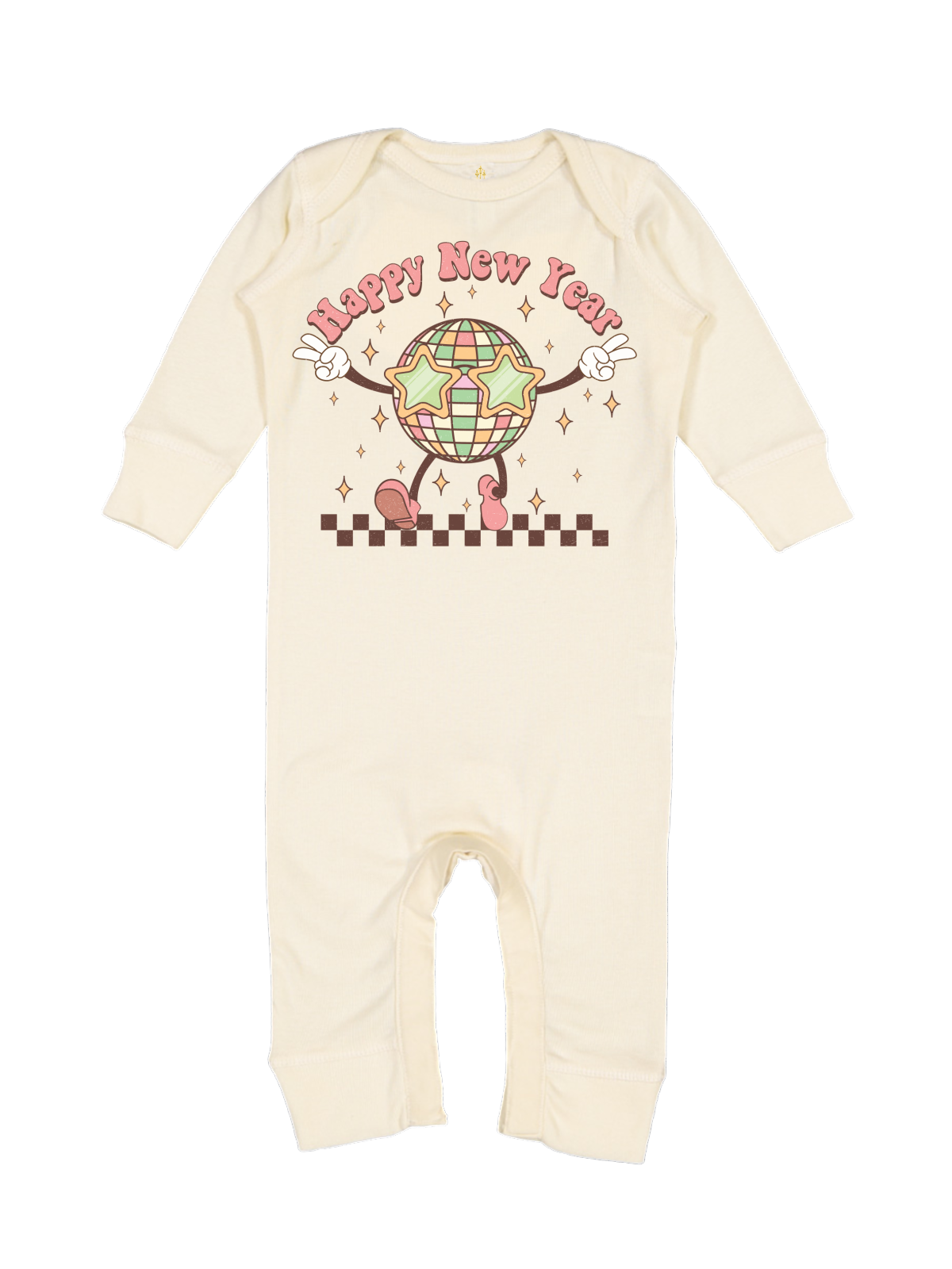 Happy New Year Natural Baby Onesie®, 2024 New Year Infant Bodysuit, Wavy  Retro New Years Party Baby Shirt, New Year Holiday Toddler Tee 