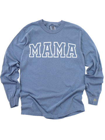 MAMA Varsity Long Sleeve Blue Shirt