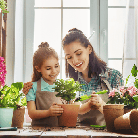 Mom and Child Gardening