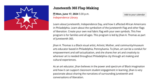 Juneteenth Flag Making at The Free Library of Philadelphia