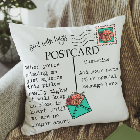 Missing You Postcard Pillow by Capable by Design