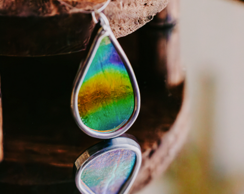 Clear Dichroic Drop Charm Stained Glass Suncatcher by Thomas Critchlow Art Glass