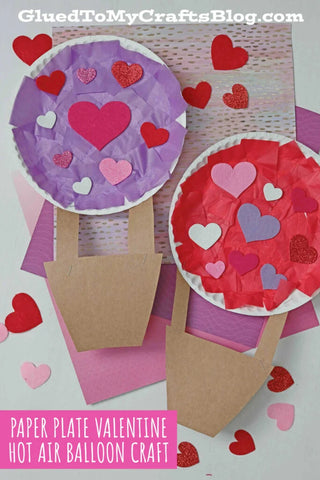 Paper Plate Hot Air Balloons Kids Valentine's Day Crafts