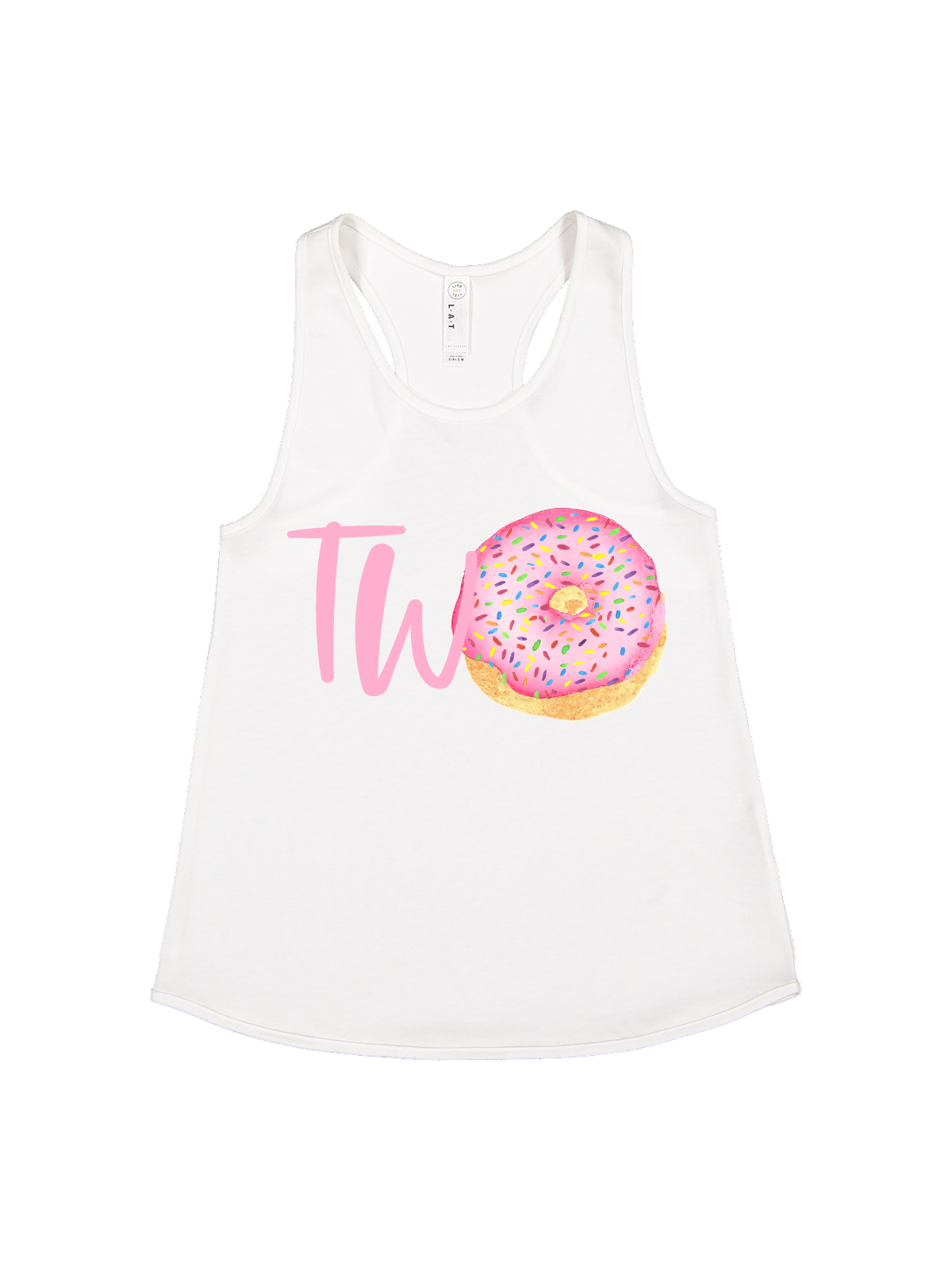 TWO Pink Sprinkles Donut Racerback Tank - White, Black, & Gray