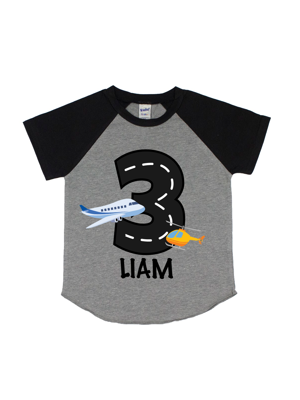 Airplane and Helicopter Birthday Raglan Shirt - Personalized