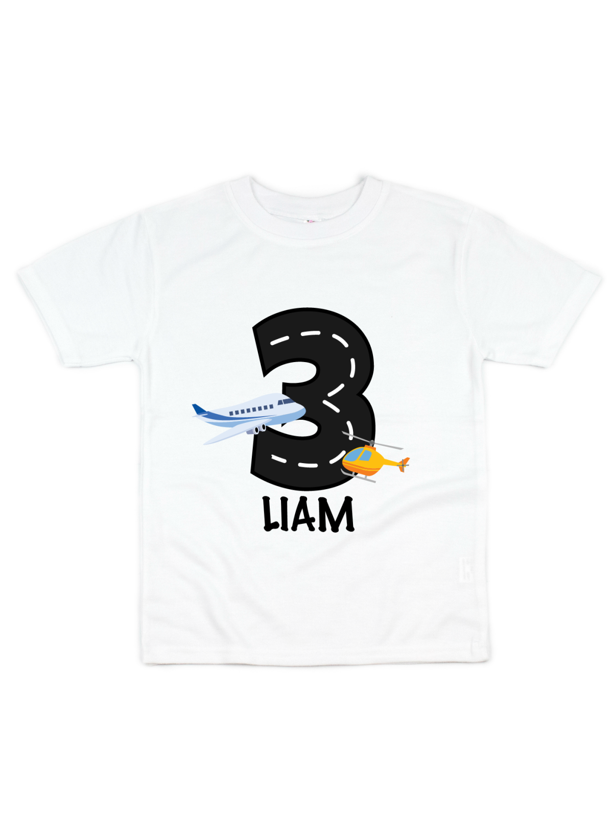 Airplane and Helicopter Birthday Shirt - White & Gray