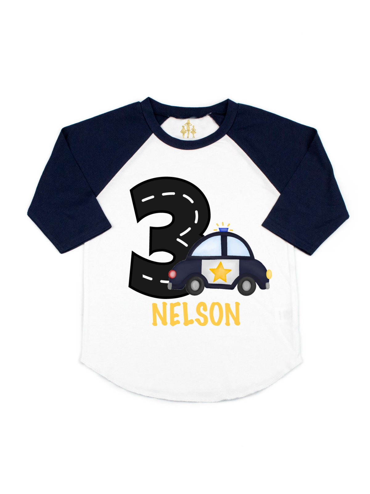 Police Car Raglan Shirt - Navy & White