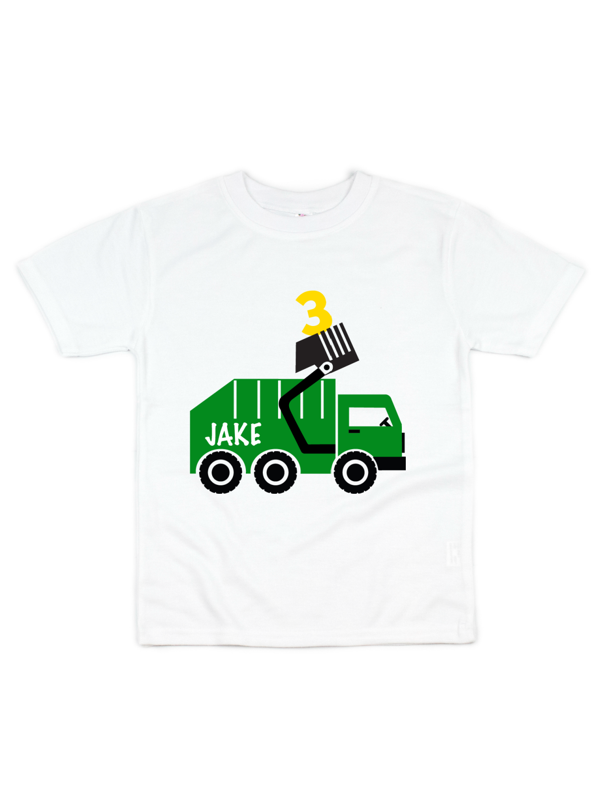 Garbage Truck Kids Shirt - Gray, Green, & White