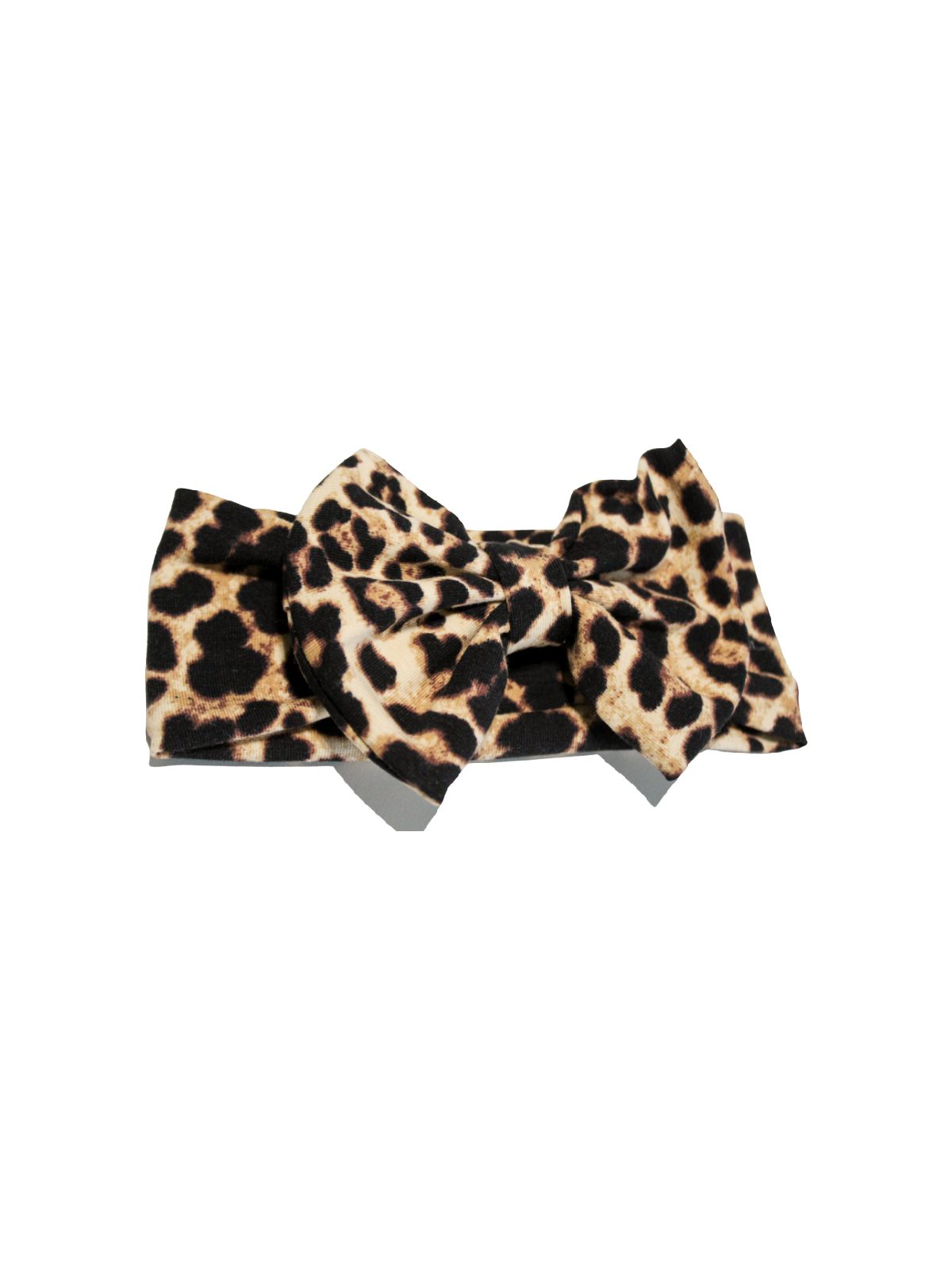 Leopard Print Big Bow Headband - Light Taupe